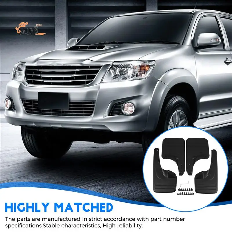 

A17R-4Pcs Mud Flaps Mudguards Splash Guards Fender For Toyota Hilux Vigo 2005-2014 76625-0K030