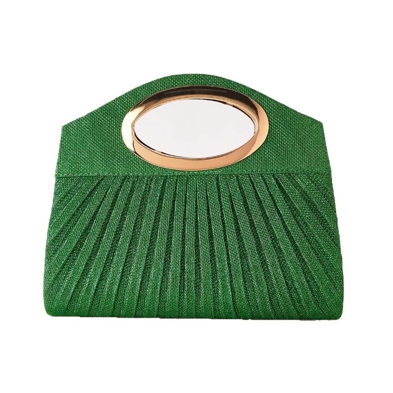 

Женская вечерняя сумка большой вместимости плиссированного дизайна, подходящая для ежедневного использования на вечеринках. Клатчи для повседневной вечеринки с металлической ручкой-кольцом