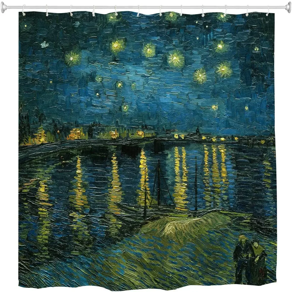 Van Gogh Starry Night Over The Rhone Polyester Fabric Curtains Bathroom Décor