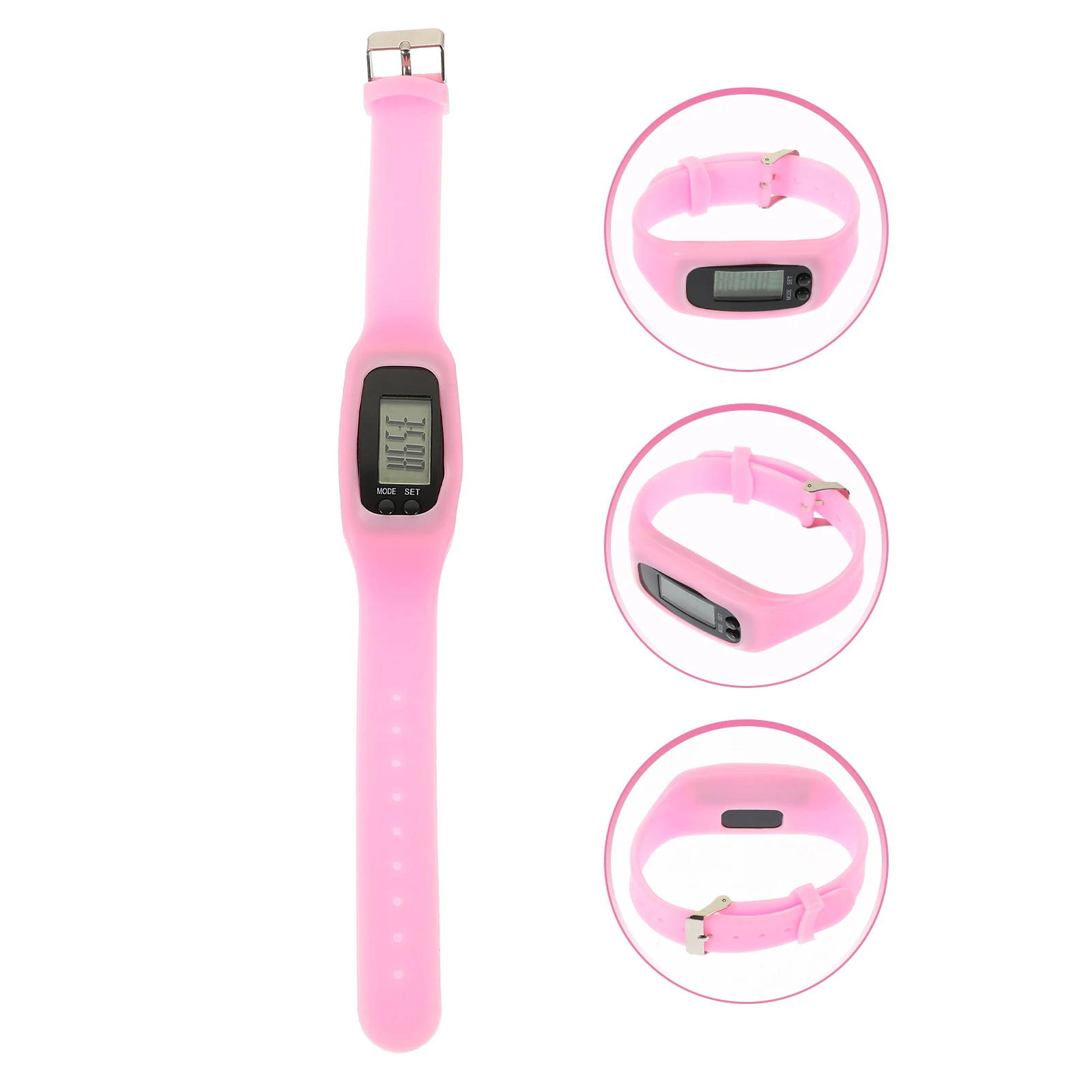 

Portable Silicone Pedometer Watch Pink Kids Step Counter Wristband Fitness Tool Bracelet Monitor Lightweight Outdoor Exercise