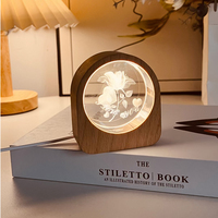 Mini Crystal Ornaments Quartz Glass Ball With Wooden Light Stand For Home Room Office Decor Wedding Birthday Gift Free Custom