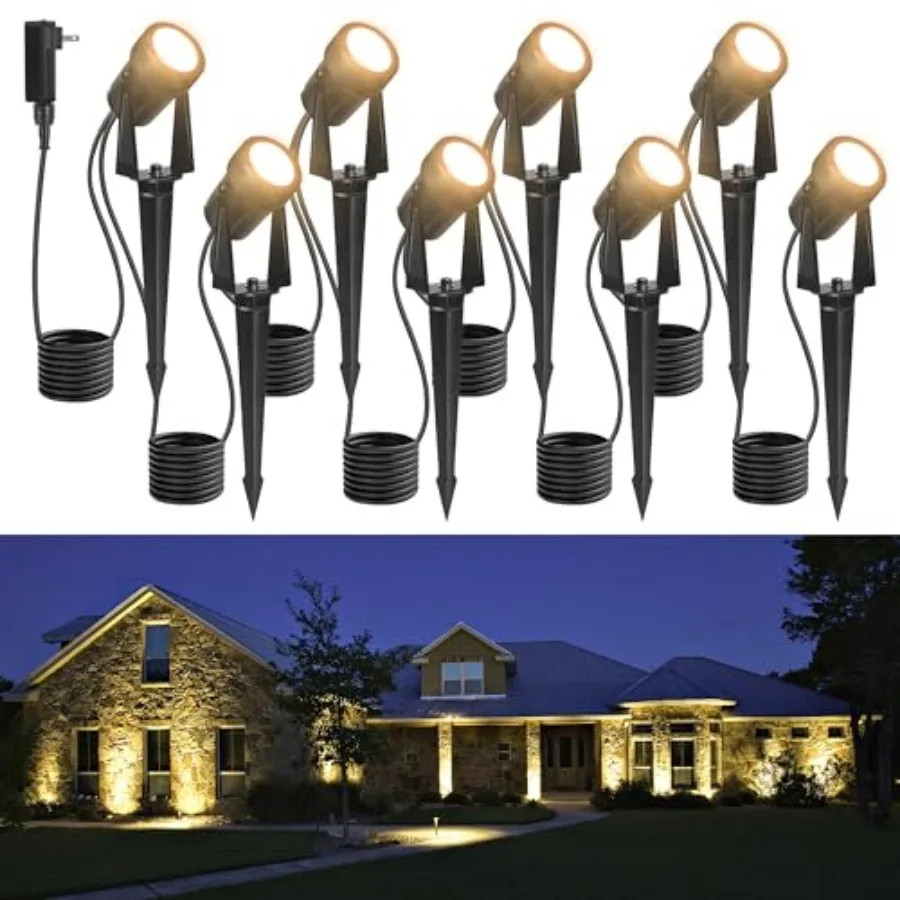

85.3FT LED Outdoor Landscape Spot Light Low Voltage 24W Wired Uplight with Transformer IP65 Waterproof Outside Plug-in lighting