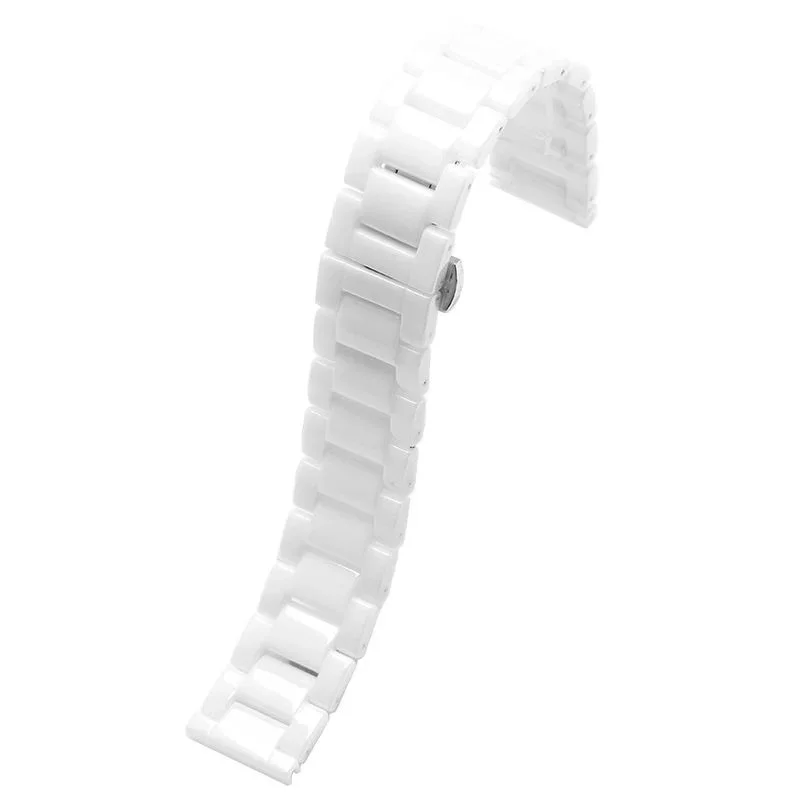 12/14/16/20mm 22mm quality white Stainless steel ceramic watchband For Swarovski DW Armani Casio Fossil Plain Huawei WatchStrap