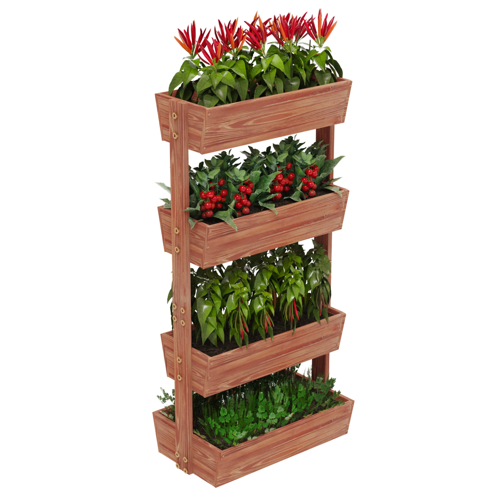 Jardinière surélevée en bois à 4 niveaux pour fleurs et légumes