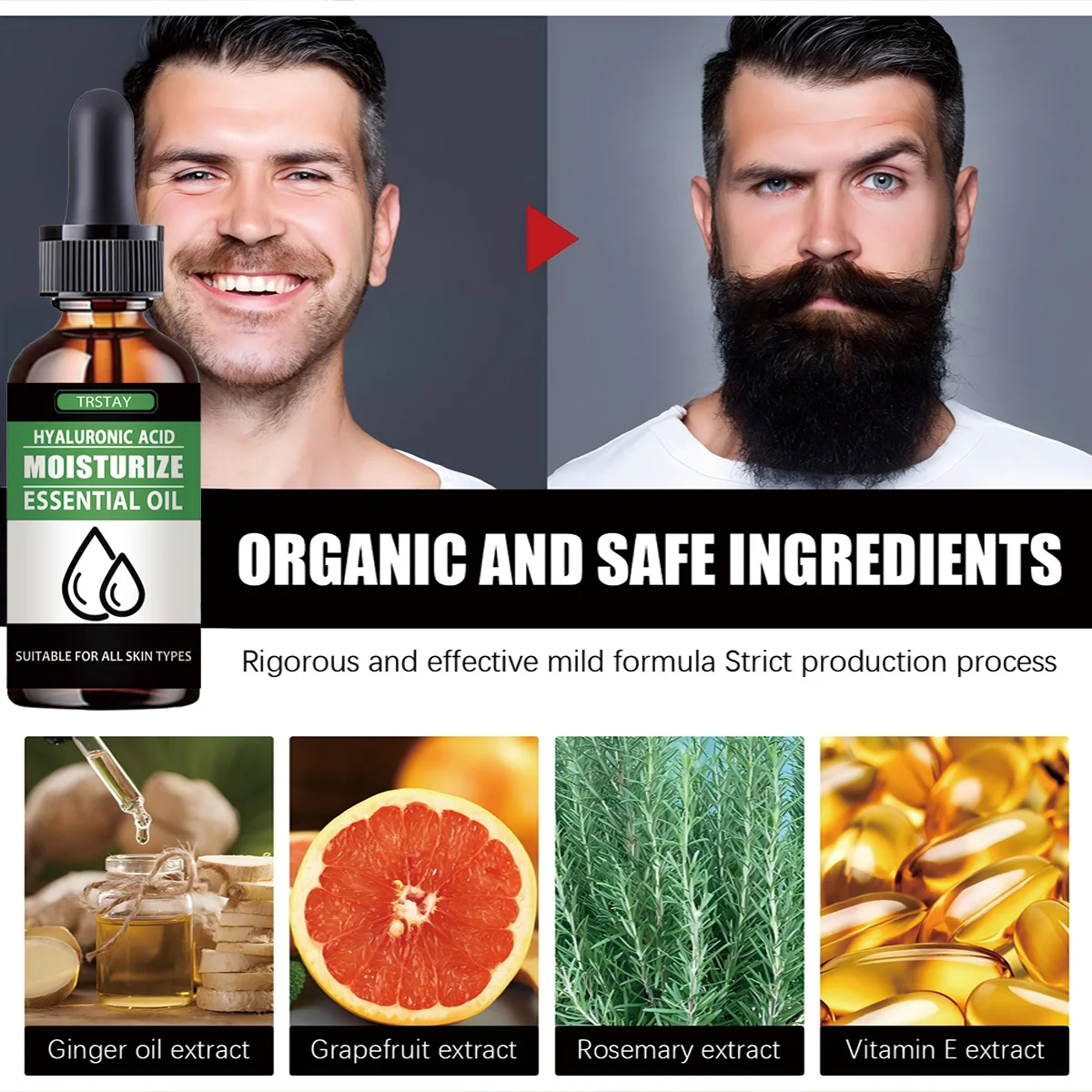 100%Natural Accelerate Facial Hair Grow Beard Essential Oil Hair and Beard Growth Oil Men Beard Grooming Products Skin Care - view 2