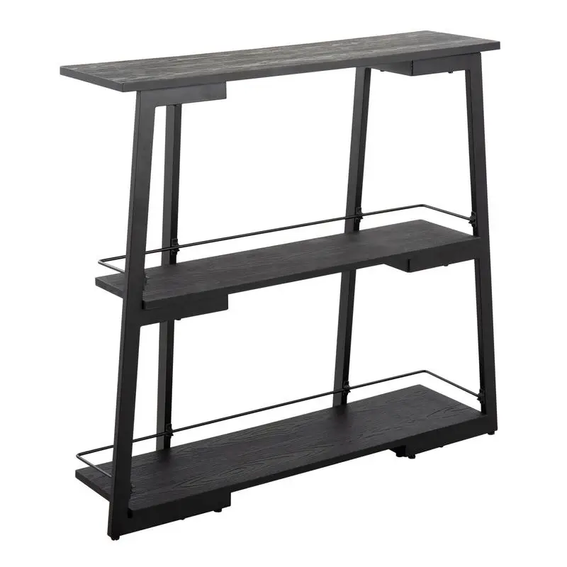 

Industrial Bookcase in Black Steel and Bamboo