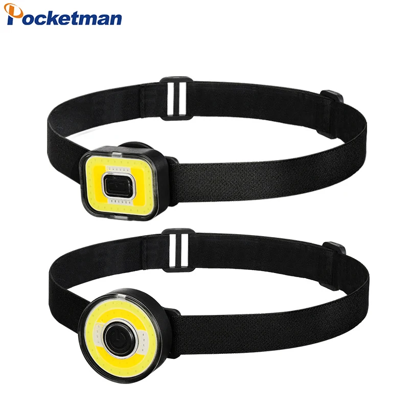 Ultra-bright Mini COB Headlamp Type-C USB Rechargeable Headlight Red/Blue Light Portable Emergency Head Lamp Night Running Light