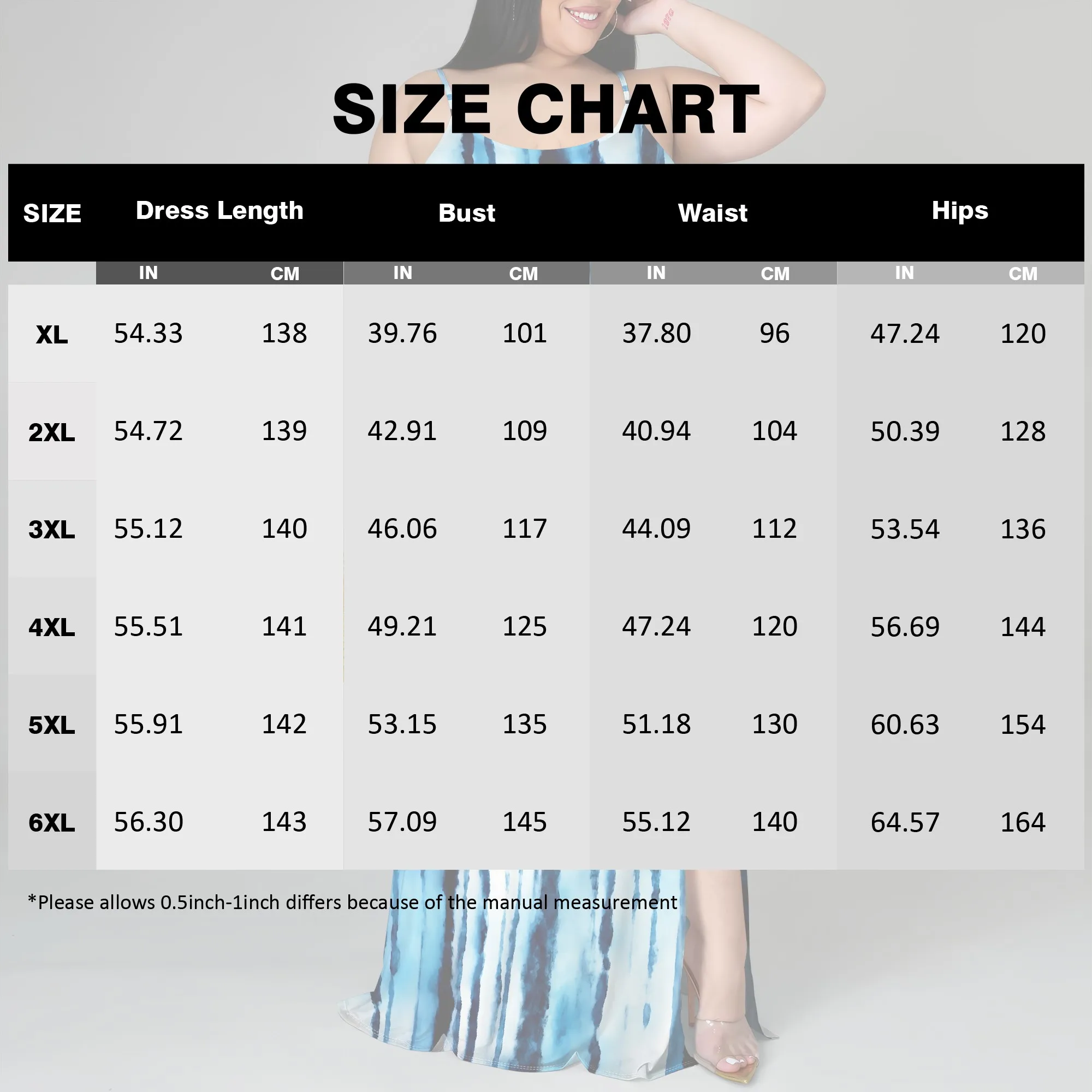 Plus Size Spaghetti Strap Maxi Dress, Blue Tie-Dye Print, Side Slit, Perfect for Beach Days & Summer Vacations (XL-6XL)