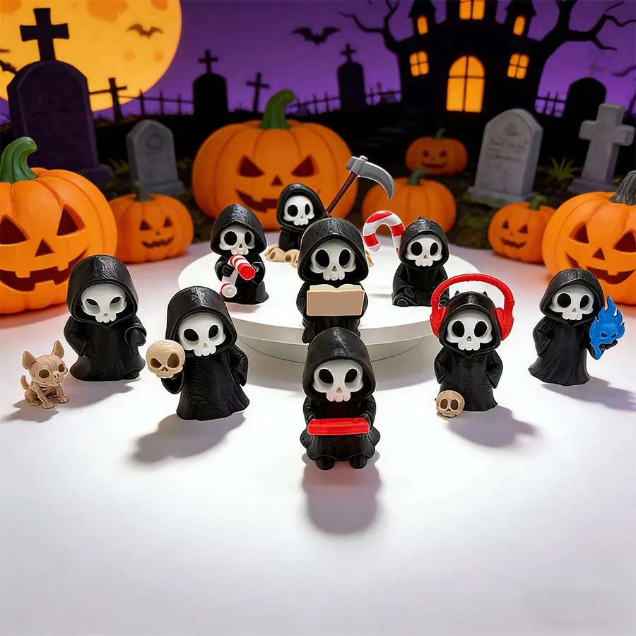 Figurine de la morteuse d'Halloween, statue de squelette mignonne, décoration de bureau gothique, petit ornement d'Halloween effrayant, pour cadeau d'Halloween