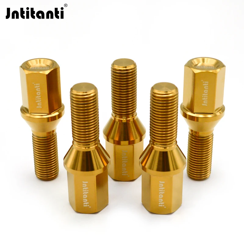 Jntitanti 10.9 grade Gr.5 Titanium Auto Part Cone Seat long head Wheel Bolt hub10ps 20psM14*1.25*28-45mm for BMW MINI racing car