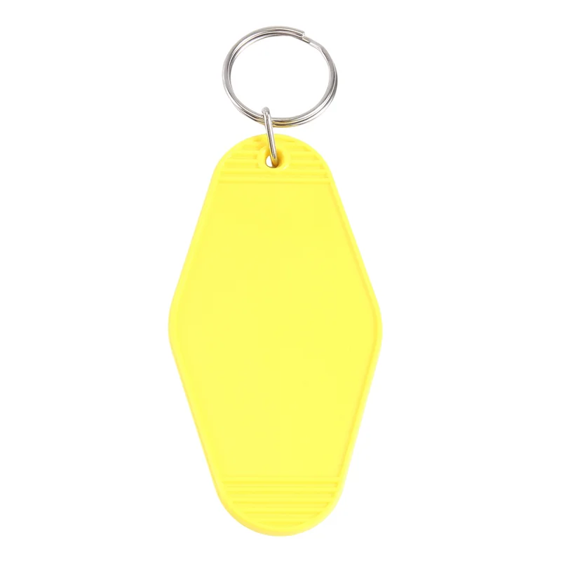 A11E-24 Pcs Vintage Motel Keychain DIY Blank Hotel Keychains Heat Transfer Blank Keychains Bulk Sublimation (Yellow)