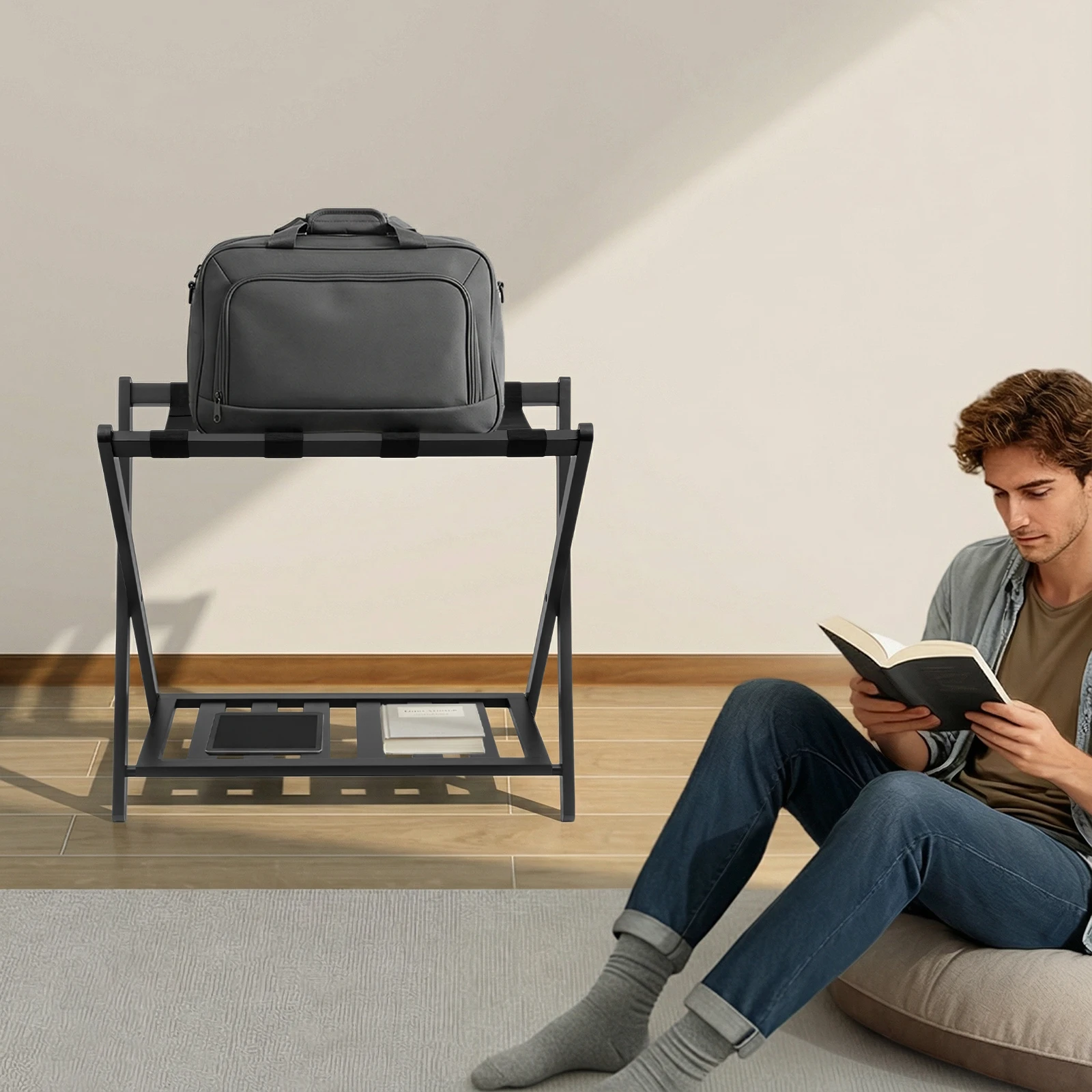 

Черный складной багажник Bymaocar, дорожный чемодан для обуви, держатель для домашнего хранения и организации, подходит для дома, коммерческого использования, гостиницы