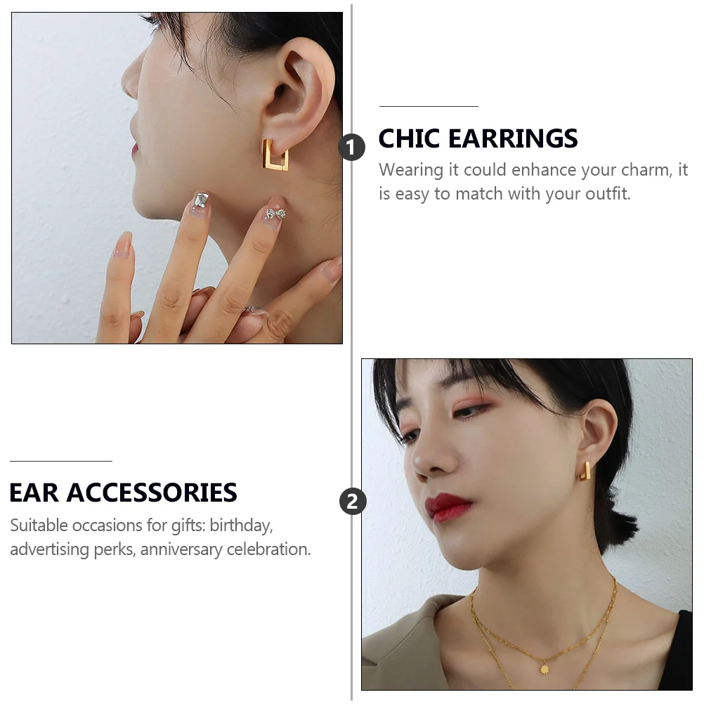 

U-shaped Earrings Jewelry Studs for Women Gold Filled Grace Trendy Titanium Steel Miss