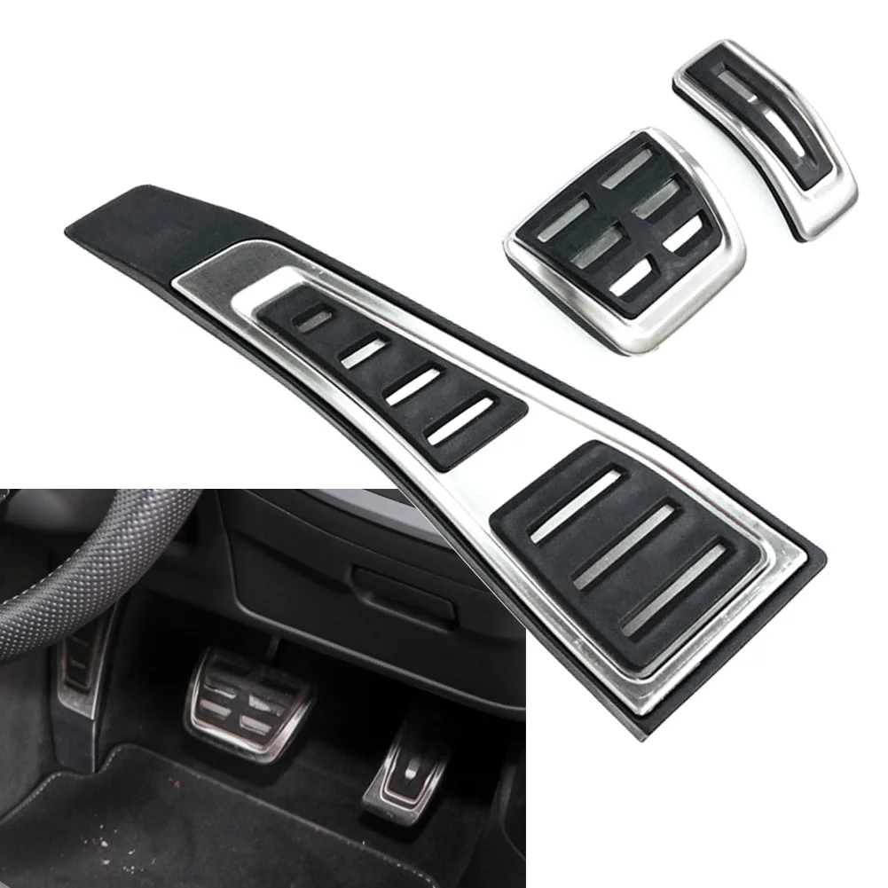 3 Pcs RHD Stainless Steel Car Foot Rest Pedal Brake Accelerator Pedals Cover For Audi A4 A5 Q7 S4 RS4 B9 8W