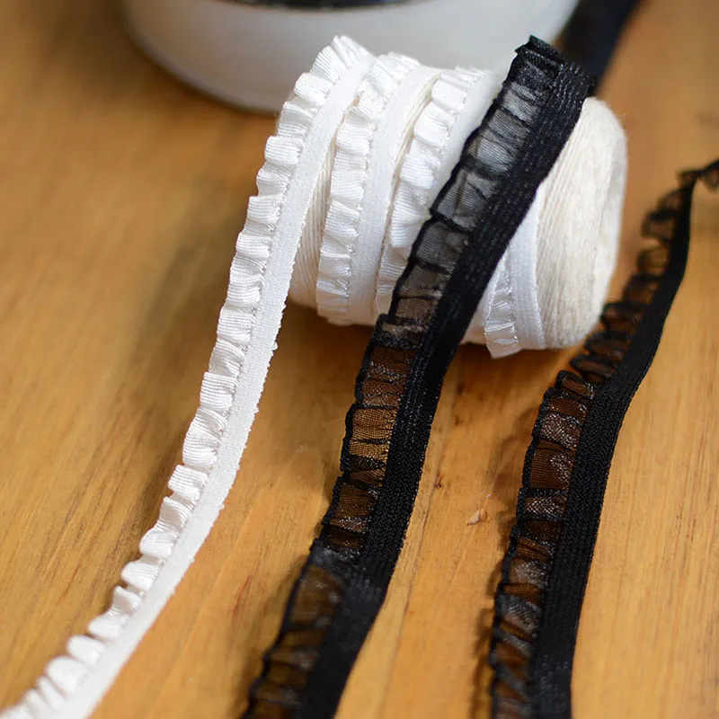 1 Meter Lace Accessories Baby Lace Black Cream White Elastic Frill Lace 0.9CM 1.3CM