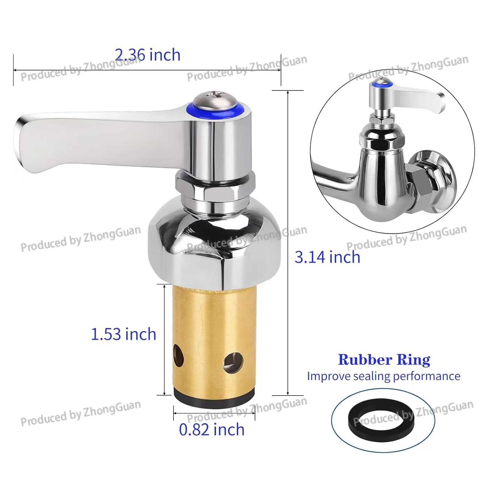 Kitchen Dishwashing Commercial Faucet Hot and Cold Valve Core Handle Copper Valve Core 002713-40 002714-40