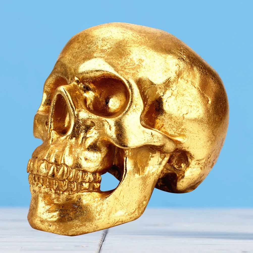 

Gold Skull Coin Bank Shaped Human Piggy Money Box for Halloween Bedroom Decor Realistic Golden Change Holder