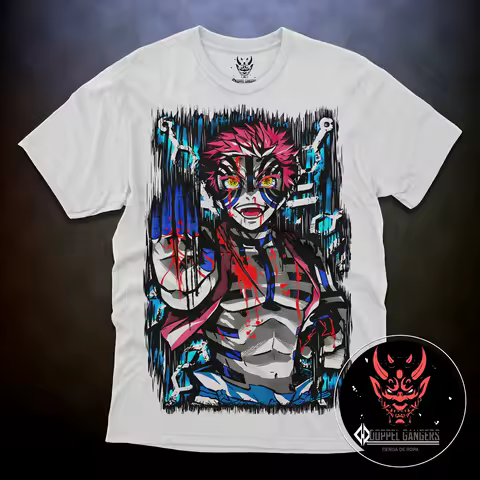 Akaza Kimetsu no Yaiba T-Shirt Demon Slayer Tanjiro Unisex Black Tshirt All Size