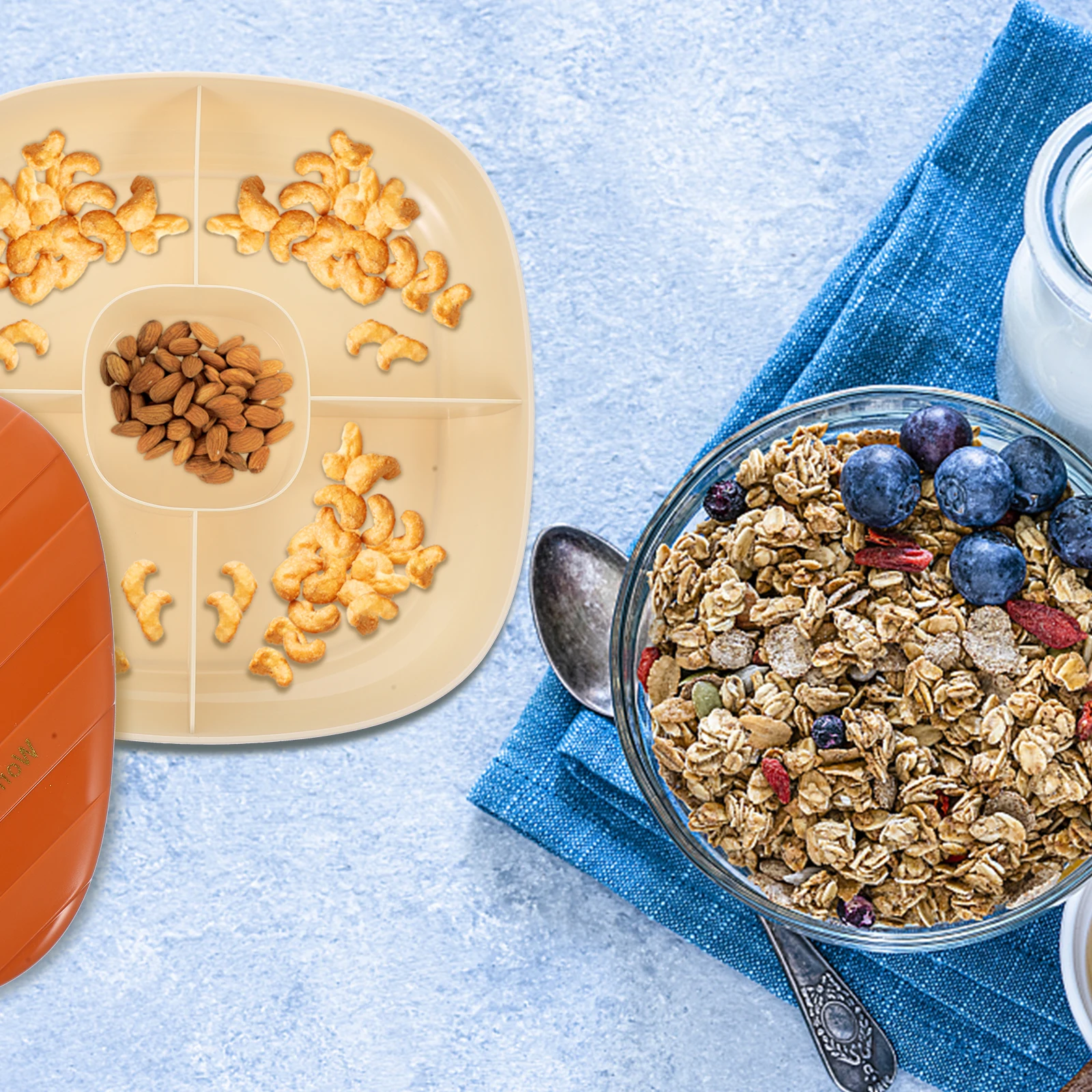 

Nut Candy Box Multi-Grid Food Tray With Lid Storage Case For Snacks Dried Fruit Serving Platter Party Appetizer Chip Dip