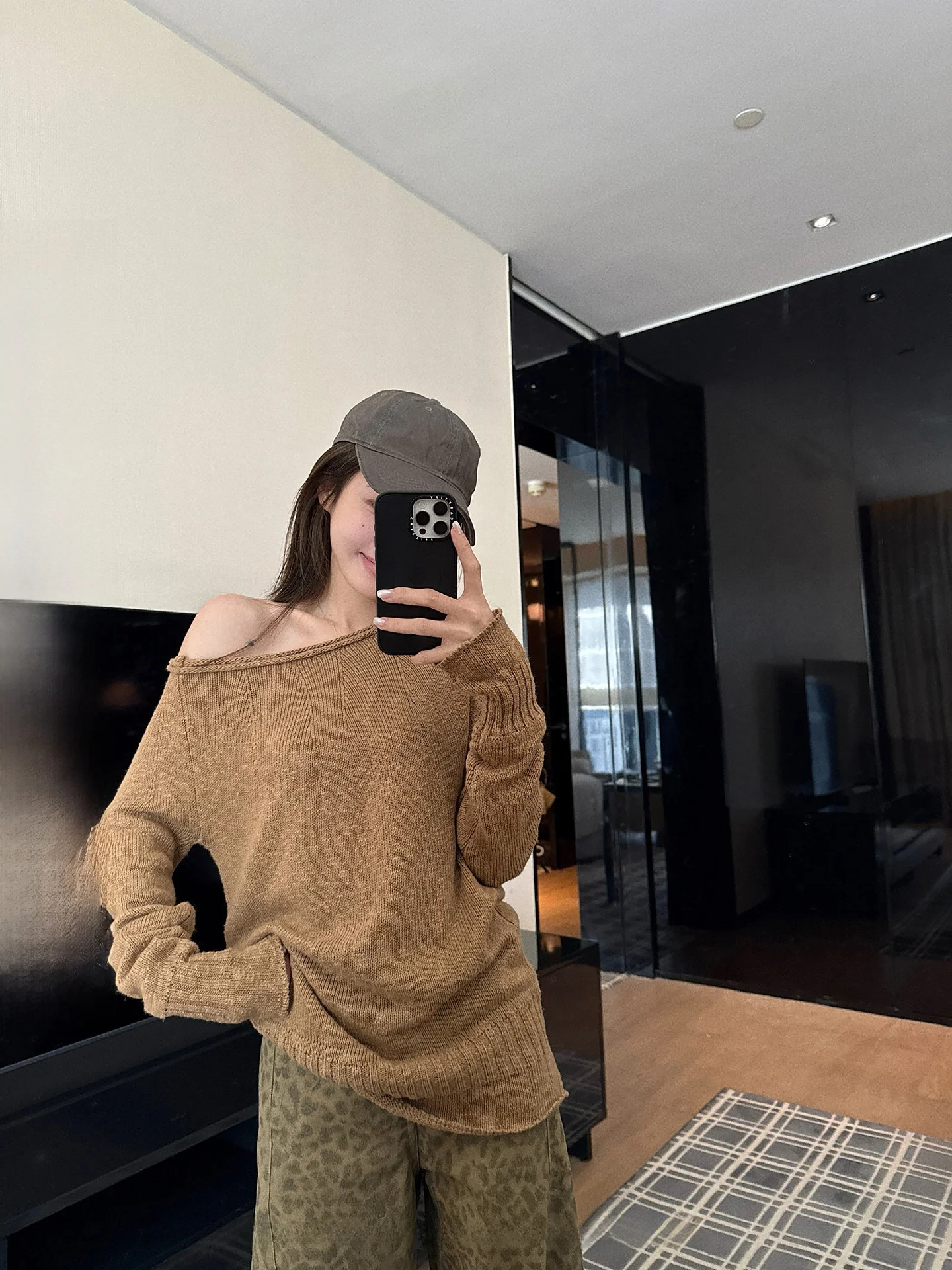 

NingSi Long Sleeve Knitted Top Women Loose Fit Korean Style Shoulder Bared Casual Fashion Soft Material Stackable Sleeve