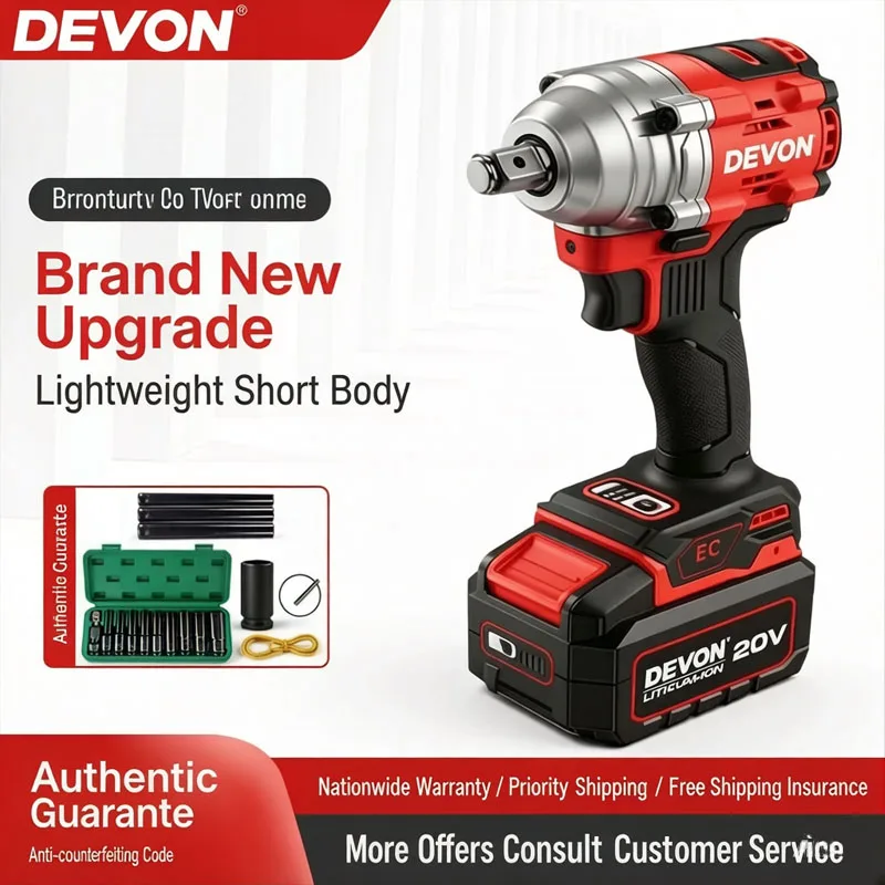 

Devon 5760 Electric Wrench Brushless Impact Power Tools for Carpenters Scaffolders Mechanics High-Speed Lithium-Ion Air Hammer