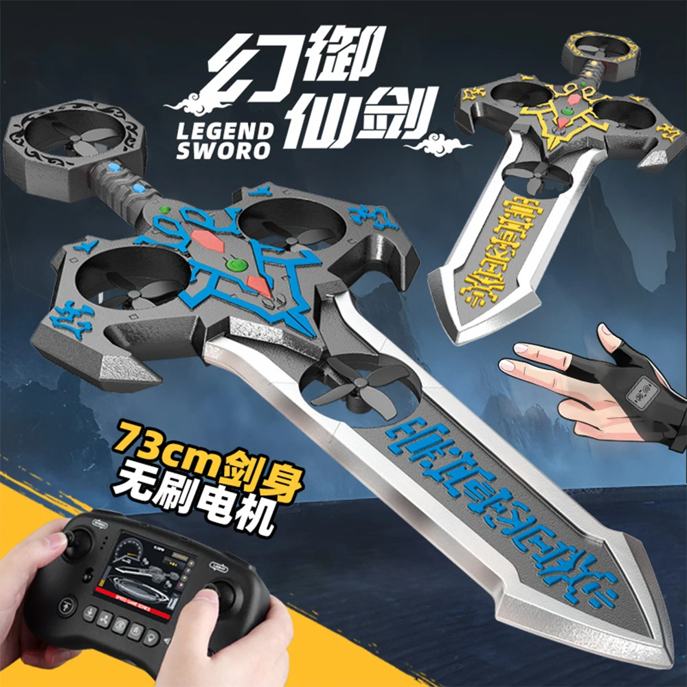 73cm Remote Controlled Flying Sword Remote Control Drone Gesture Sensing Aircraft Height Children's Toy with Light for Boy Gifts