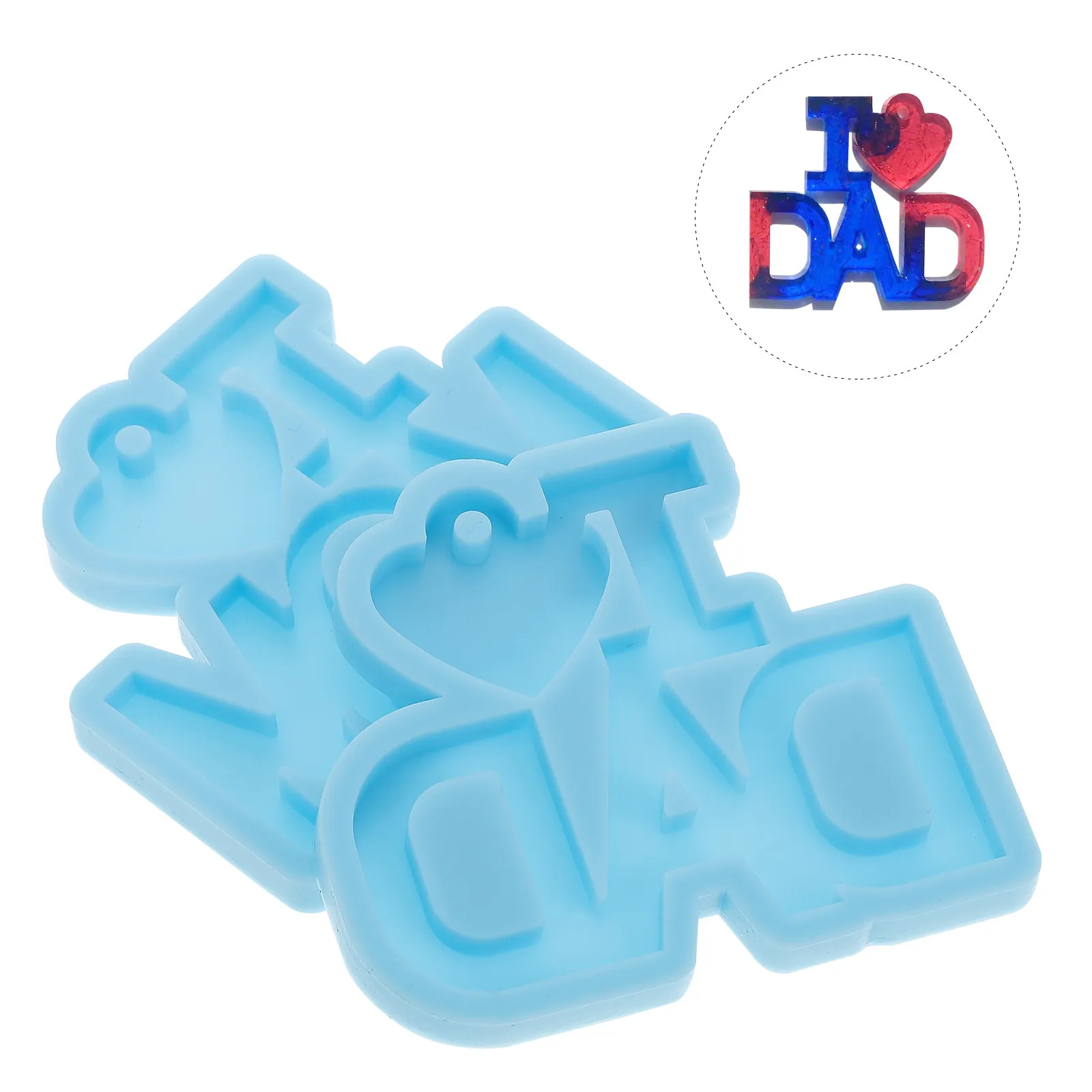 

2Pcs Keychain Charm Silicone Resin Molds DIY Pendant Craft Gift for Father's Mother's Day Mom Dad Keychain Resin Pendant Mold