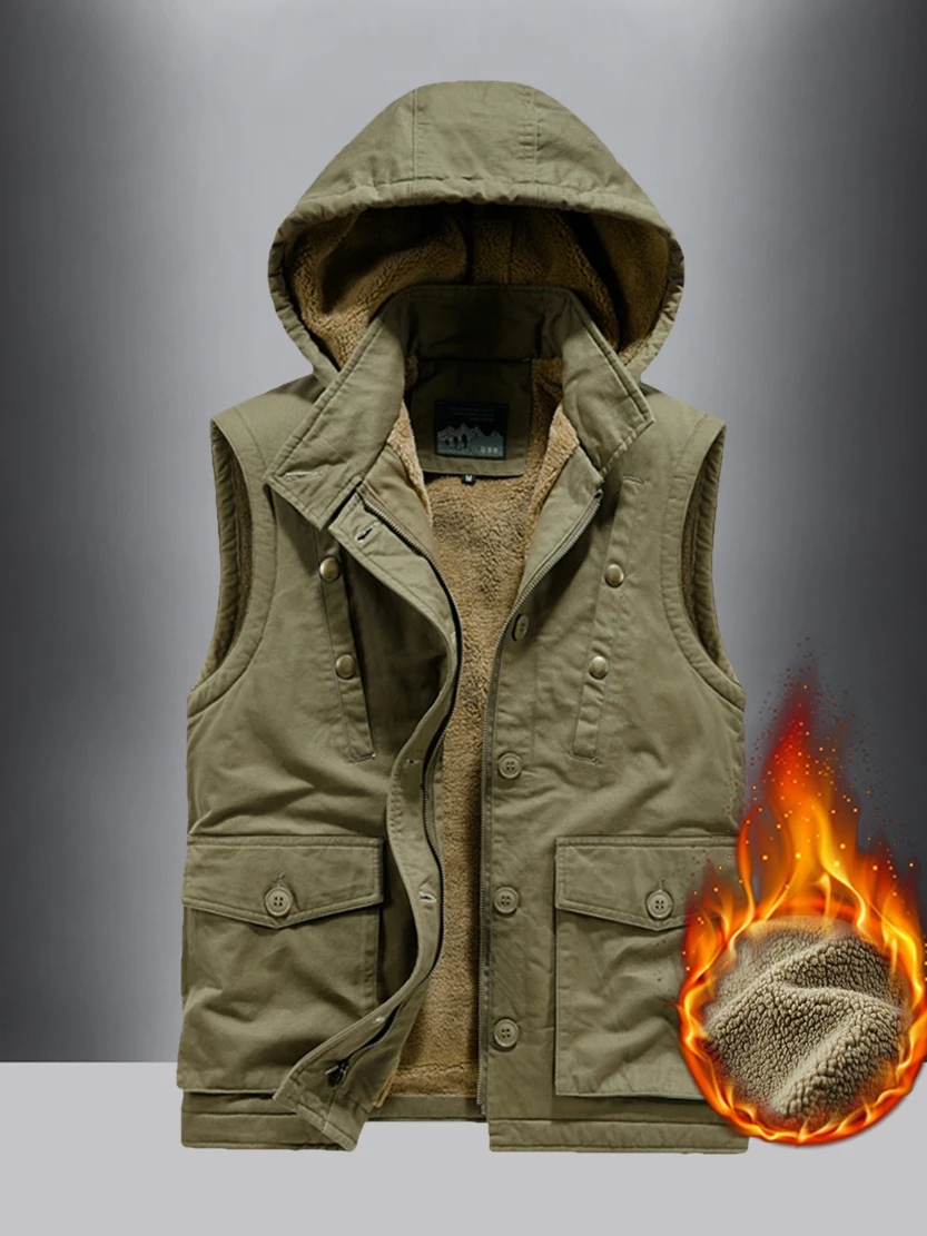 

Хлопковый жилет с капюшоном Waed, мужской модный городской жилет на подкладке, бронированный джет, повседневное удобное зимнее пальто