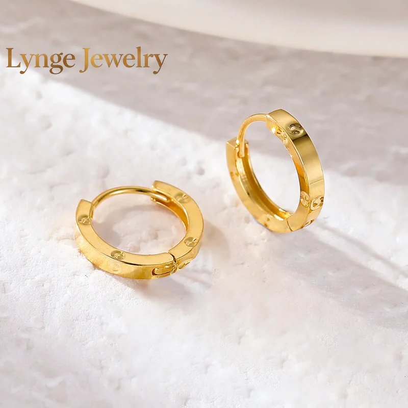 Lynge Jewelry Trend Ear loops Shining Real 18k Gold Ear Buckle for Woman High-quality Luxury AU750 Earring Party Banquet Fine Je