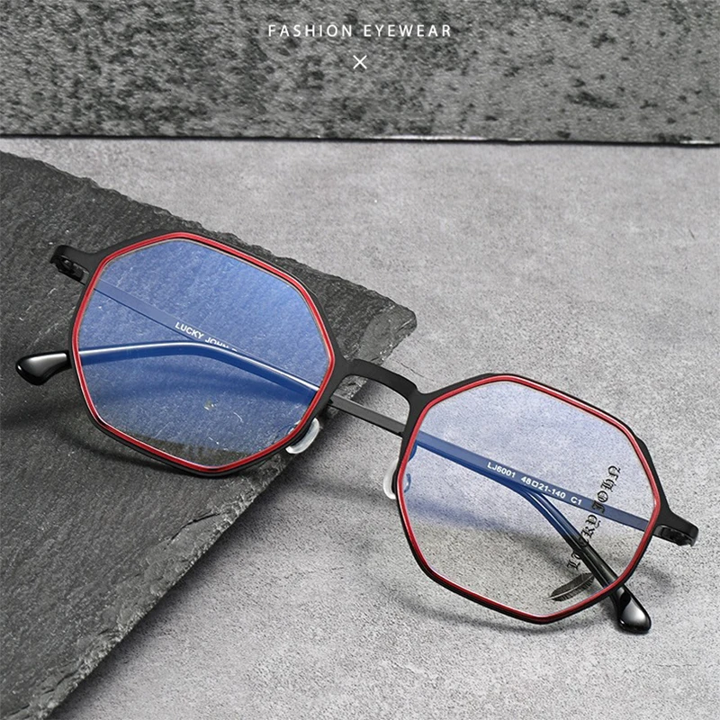 

Ultra-light Trendy Glasses Frame Retro Polygonal Men's Eyeglasses Frame Anti-blue light Optical Prescription Eyewear Women J6001