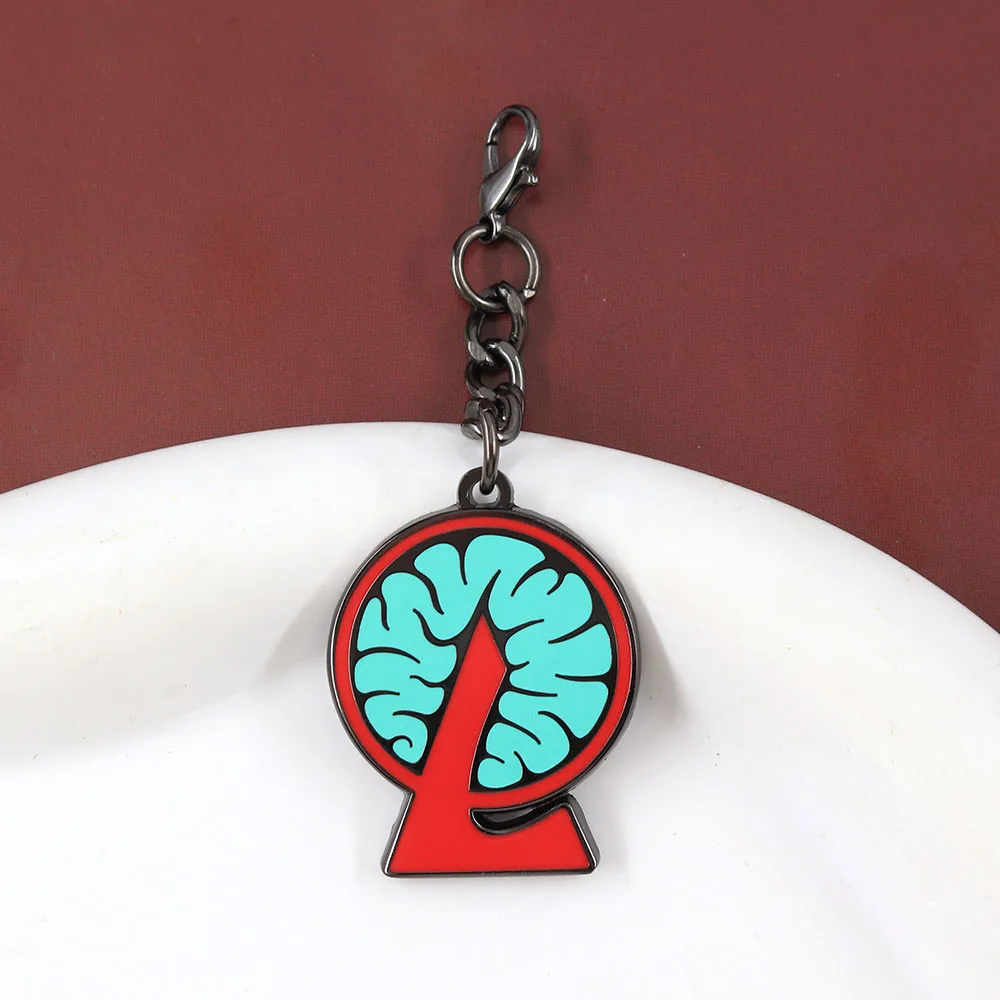 Lobotomy Corporation Logo Keychain Game Peripheral Creative Red Letter L Brain Keyring Metal Badge Jewelry Gift For Fans