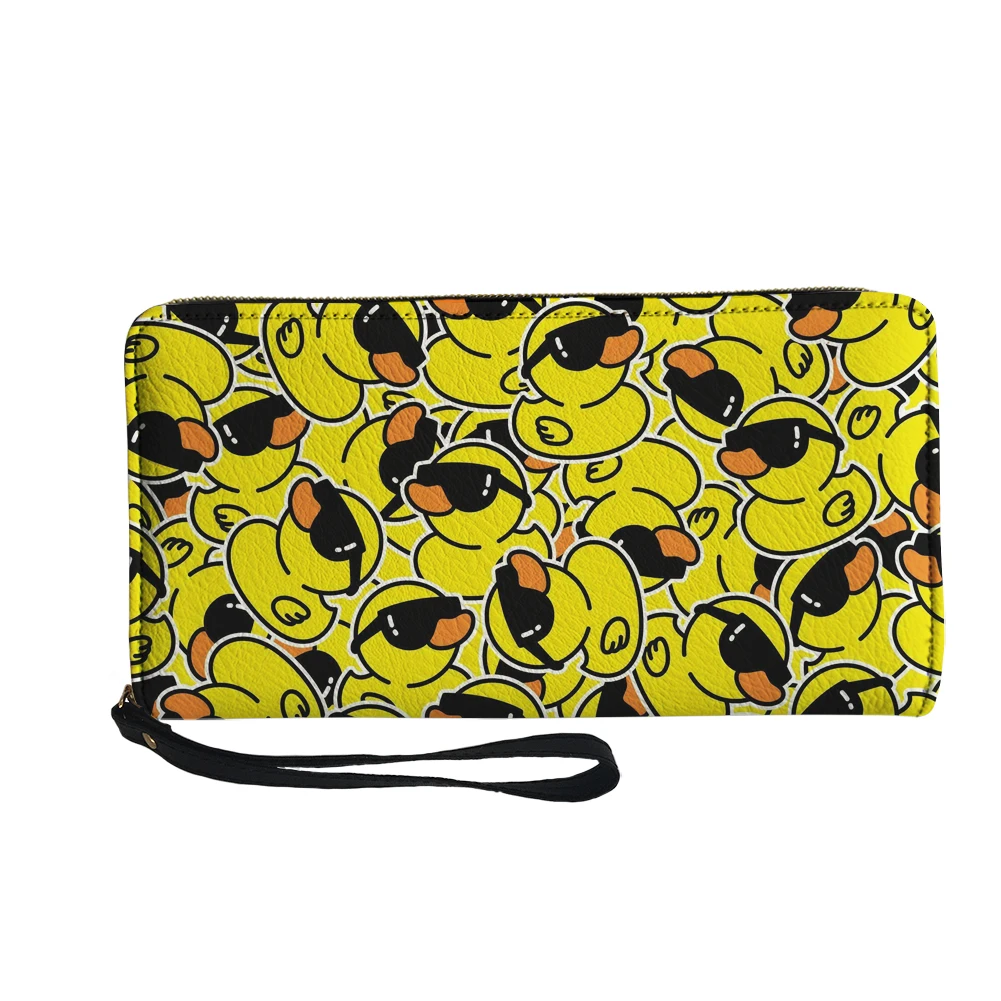 

Yellow Duck Printed Custom Wallet Purse Mens Womens Teenagers Zipper Long Wallets Double Print Portable Wallet Gift Bag