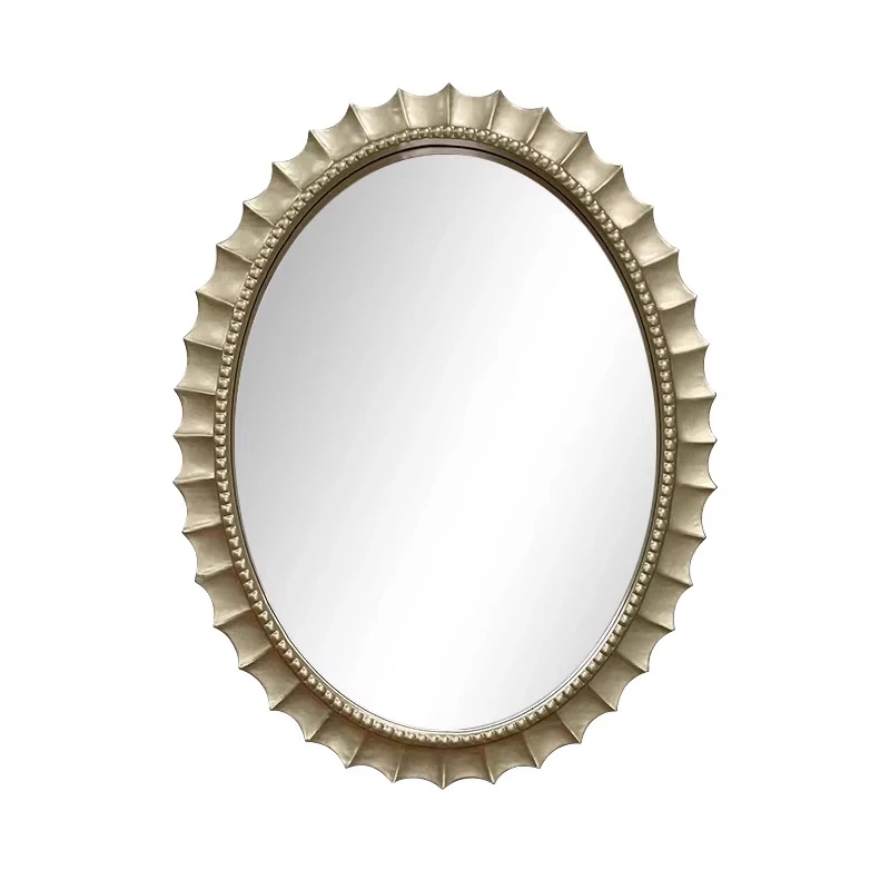 

French light luxury vanity mirror wall-mounted oval bathroom mirror wall-mounted retro vanity mirror