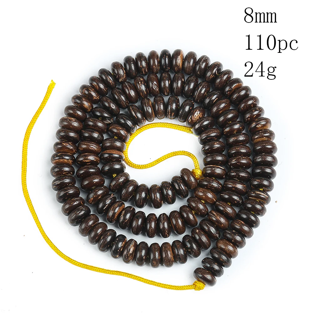 8/9/10mm 1 String 110PC Natural Coconut Shell Coir Loose Spacer Beads Wooden Buddhism Rosary Necklace Bracelet Jewelry Accessory