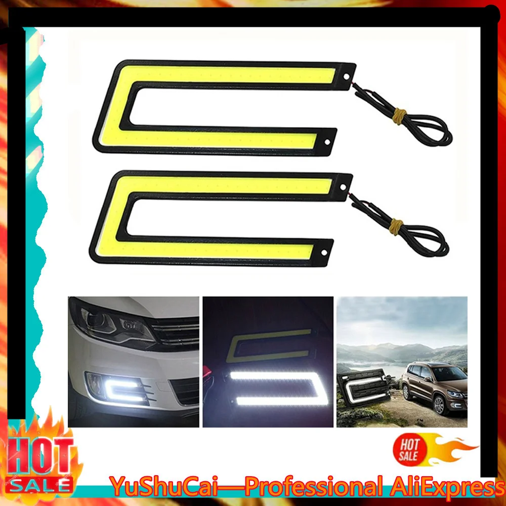 1PC U shape Cars LED Daytime light 12V LED COB Car Auto DRL Driving Daytime Running Lamp Fog Light 8000k