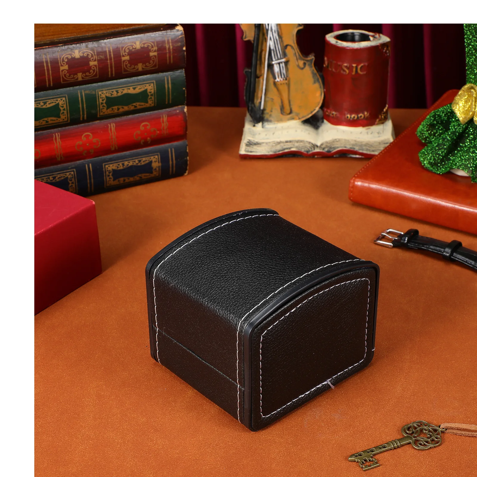 

Gift Box For Watch Jewelry Storage Pu Exterior Durable Travel Organizer Case Black Jewelry Box