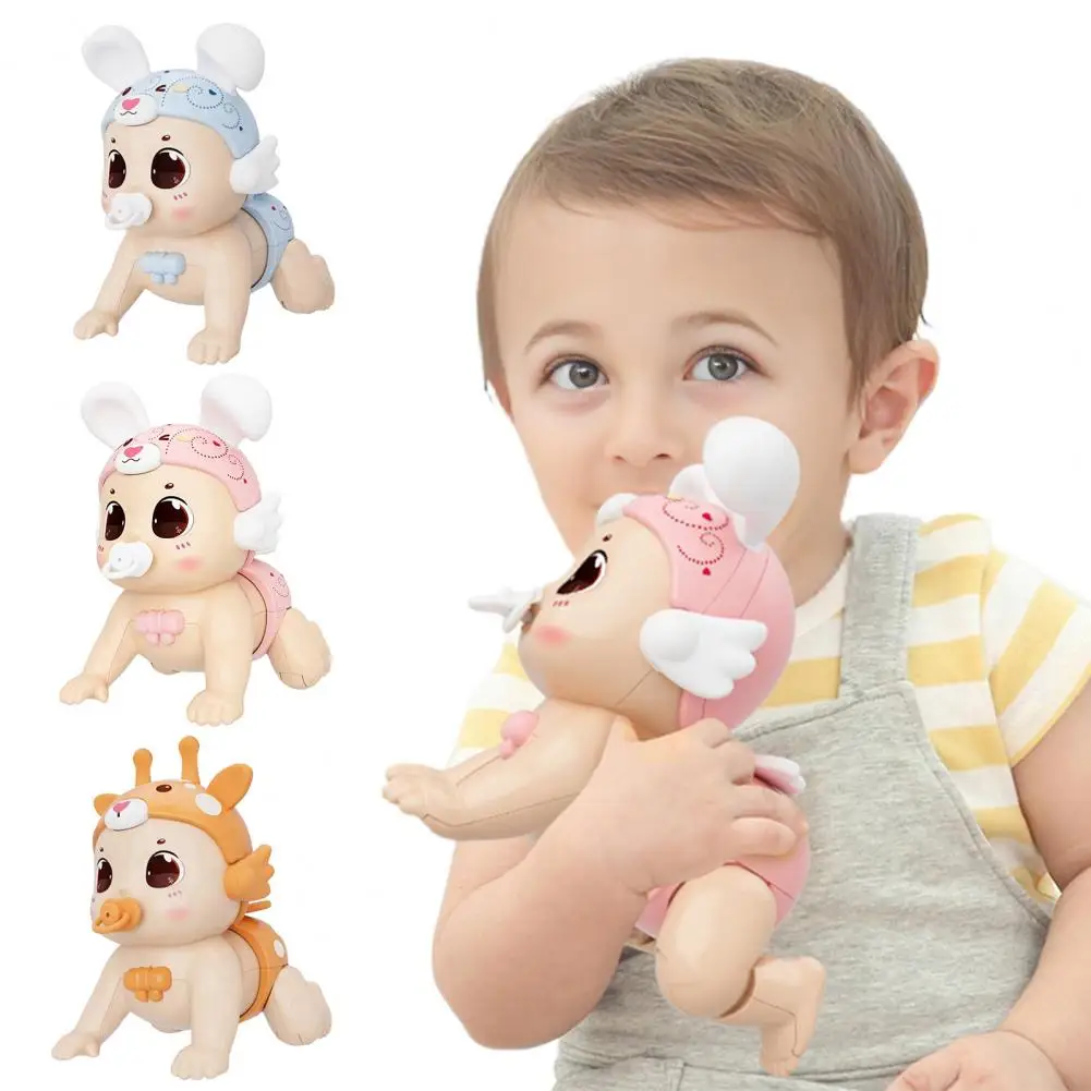 Kids Crawling Doll Toy Baby Doll Toy with Music Light Usb Rechargeable Infant Toddler Boys Girls Walking Crawling Learning Doll