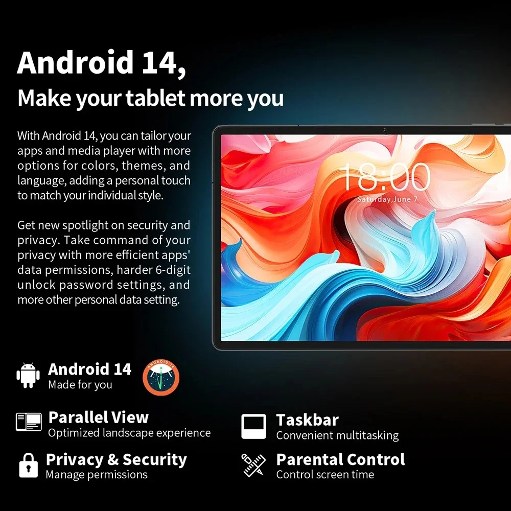 Tableta Teclast T50 Plus Android 14 11 "2K 90Hz alta actualización 6GB + 256GB UNISOC T620 8000mAh batería 8MP + 13MP cámara 4G Tab