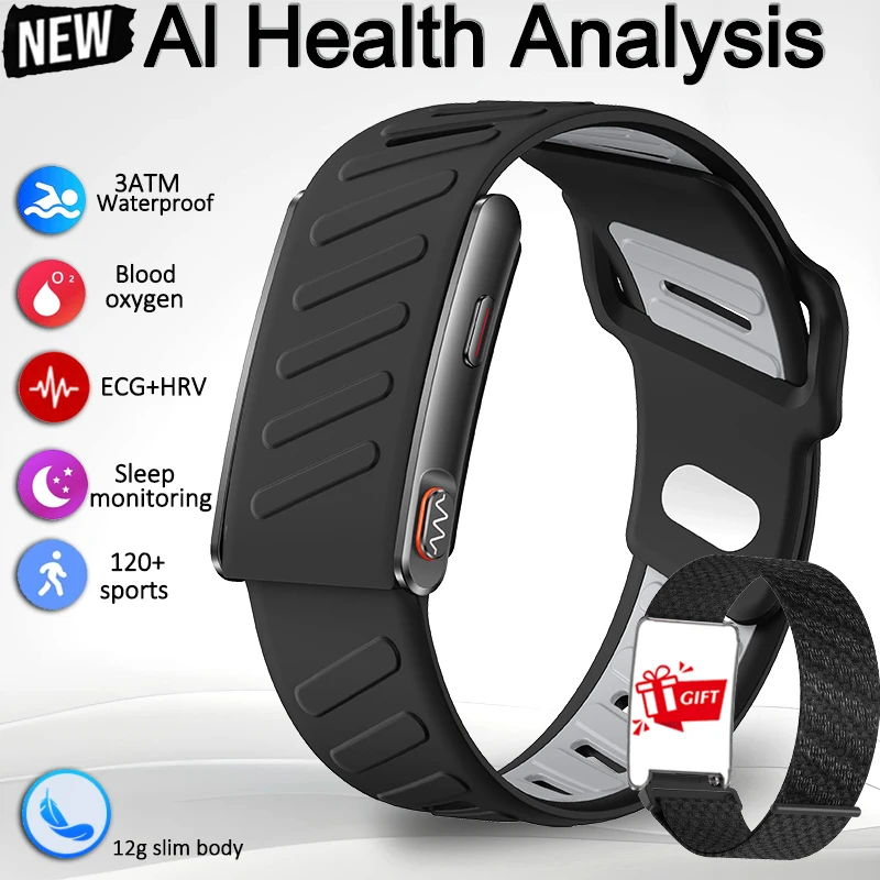 2026 ECG+HRV Health Smart Bracelets Heart Rate Blood Pressure Body Fat BMI Body Temperature 3ATM 120+ Sports Modes Smart Watch