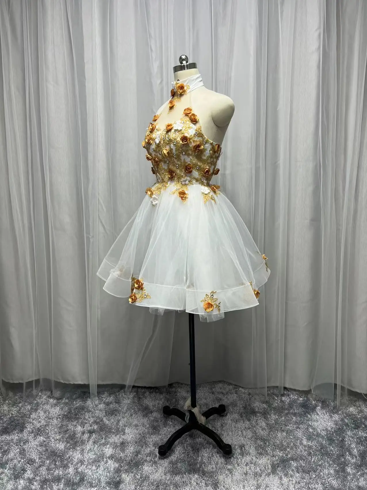 2022 feito sob encomenda alta pescoço curto vestidos de baile flor pérolas real princesa aniversário mini formatura graudation cocktail vestidos