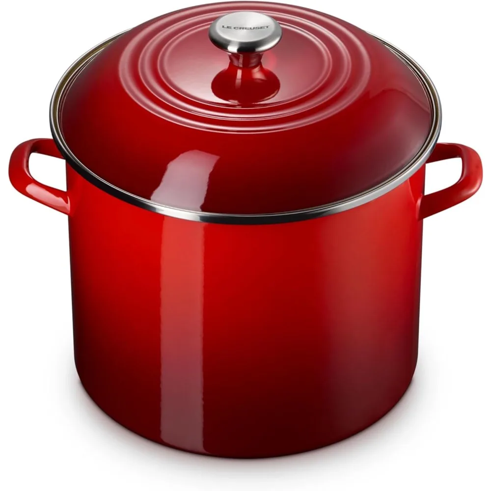 

Enamel on Steel Traditional Stockpot, 16 qt., Cerise with Stainless Steel Knob