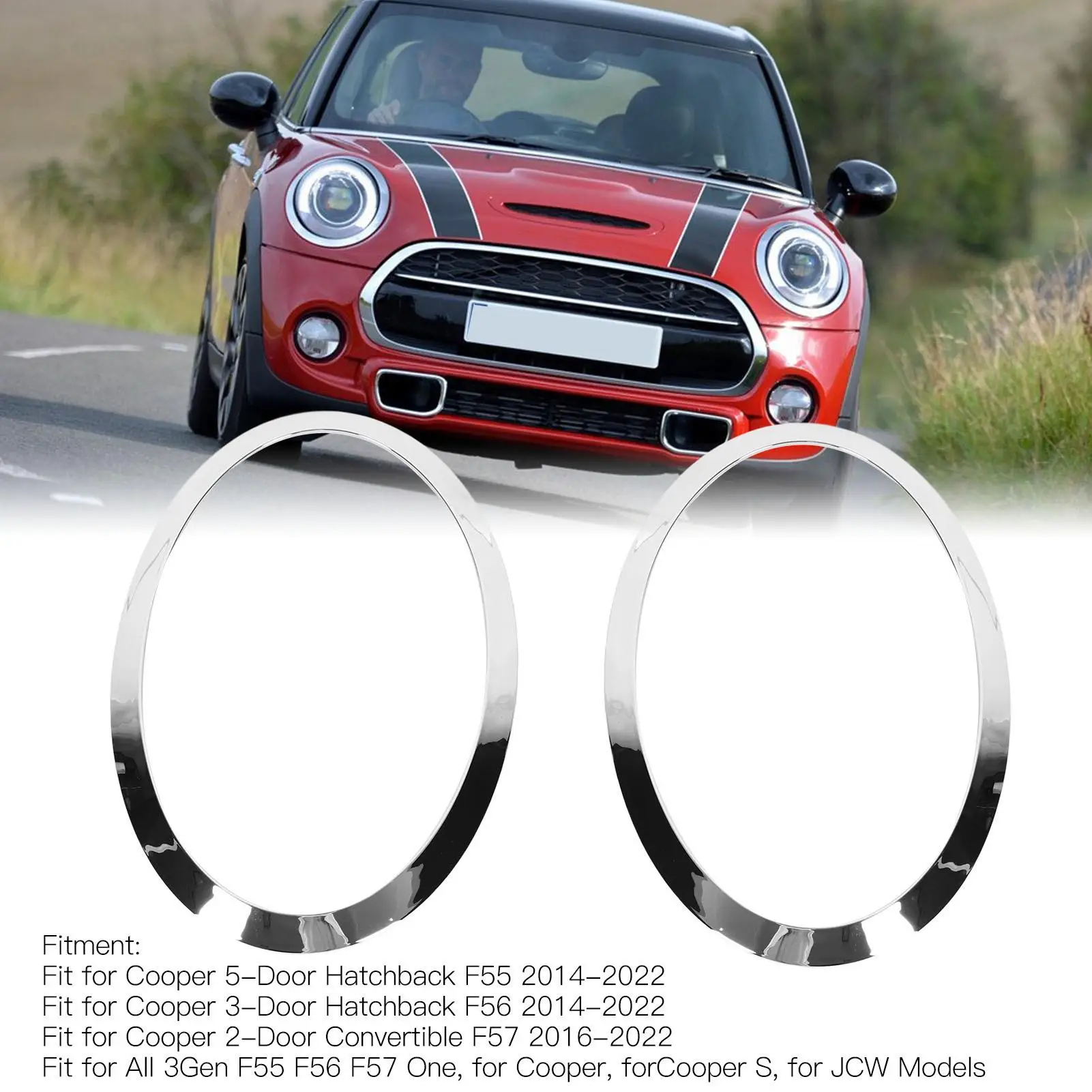 الكروم العلوي الحافة تقليم الفضة 51137300631 سهلة التركيب العلوي حلقة الكسوة خدش 1 زوج ل كوبر F55 F56 F57