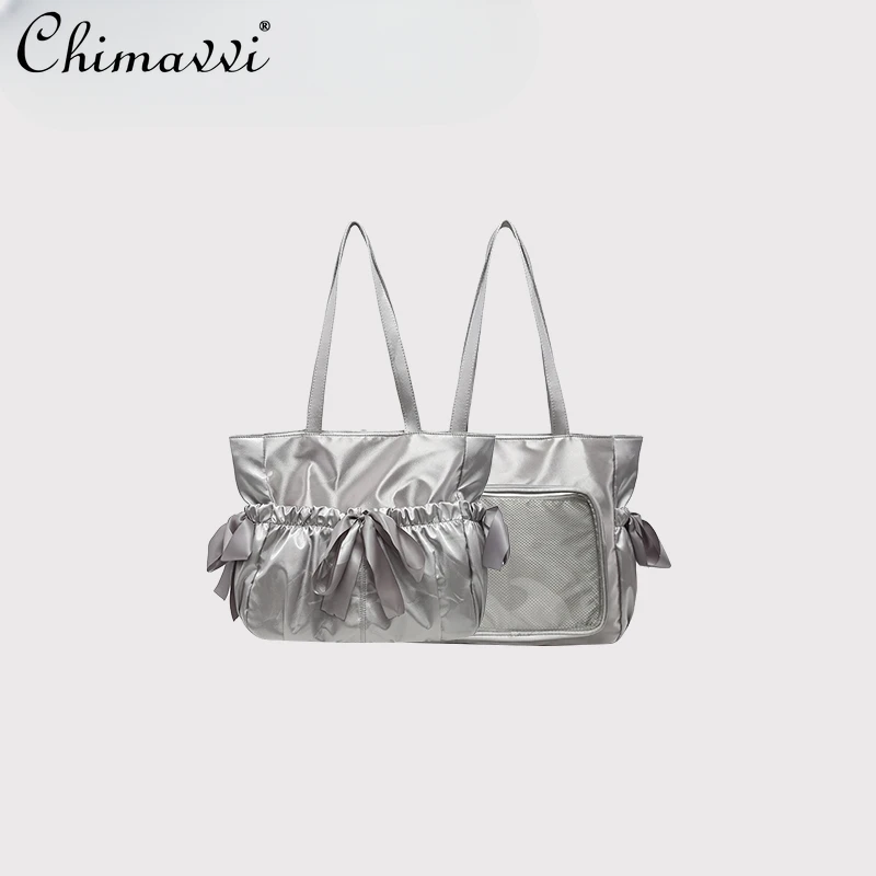 Original Satin Pain Bag Female Japanese Sweet Girl Fashion Large Capacity Tote Bag Two-dimensional Y2k Oblique Shoulder Bags