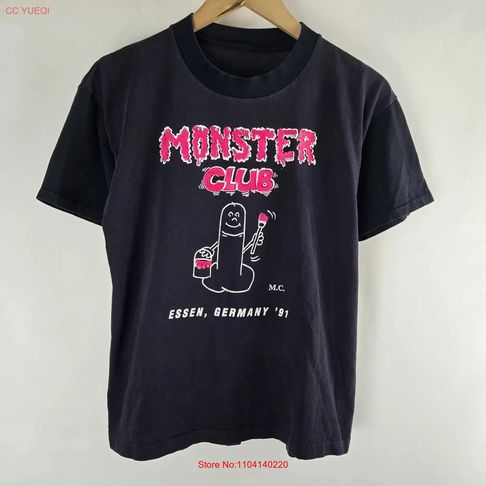 Camiseta Vintage de los años 90 Monster Club MC Essen Alemania Talla M Motociclista Rara Vintage Lavada Diseño Exclusivo Unisex Transpirable