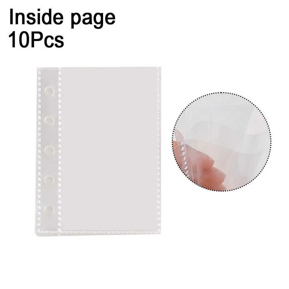 M5 5 Lubang Glitter Transparan Binder Loose Cover Jurnal Buku Sketsa Multifungsi Kantong Penyimpanan Buku Harian Aksesoris Kantor