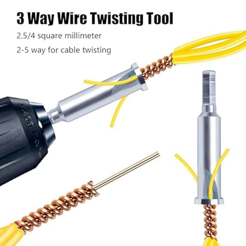 ABSJ-3Pcs Wire Twister Tool And Nut Twister Tool,3/5 Way Wire Stripper For Drill,Electrical Wire Stripping And Twisting Tool