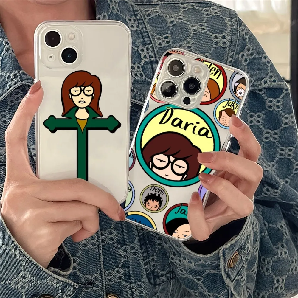 Cartoon D-Daria  Phone Case For iPhone 11 12 Mini 13 14 15 Pro XS Max X 8 Plus SE XR Transparent Shell