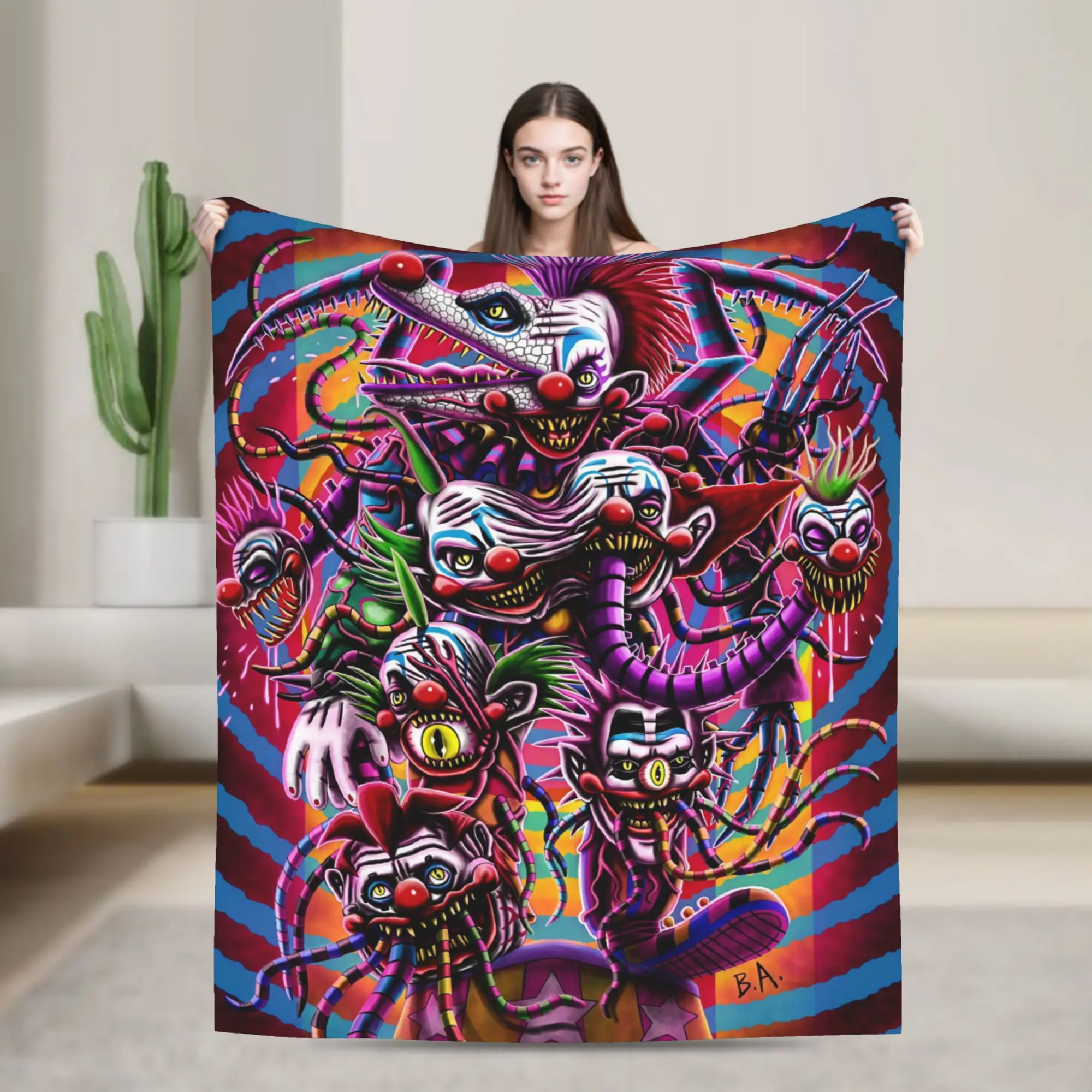 Killer Klowns From Outer Space Wax Blanket Super Soft  Bedding Throws Winter Travel Office Couch Chair Aesthetic Bedspread