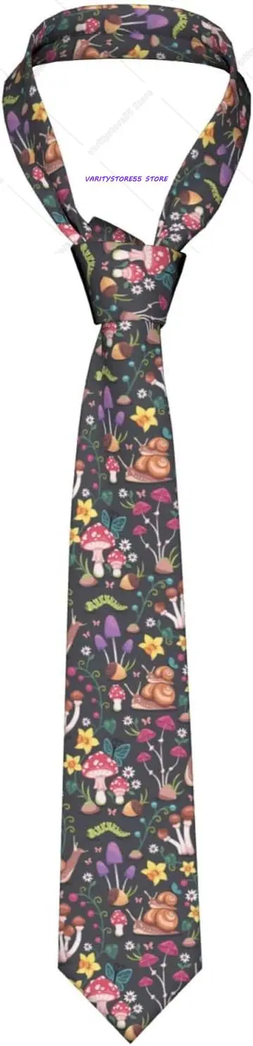 Mushrooms Snails Mens Neck Ties Necktie for Wedding Business Christmas Father's Valentine's Day Gift