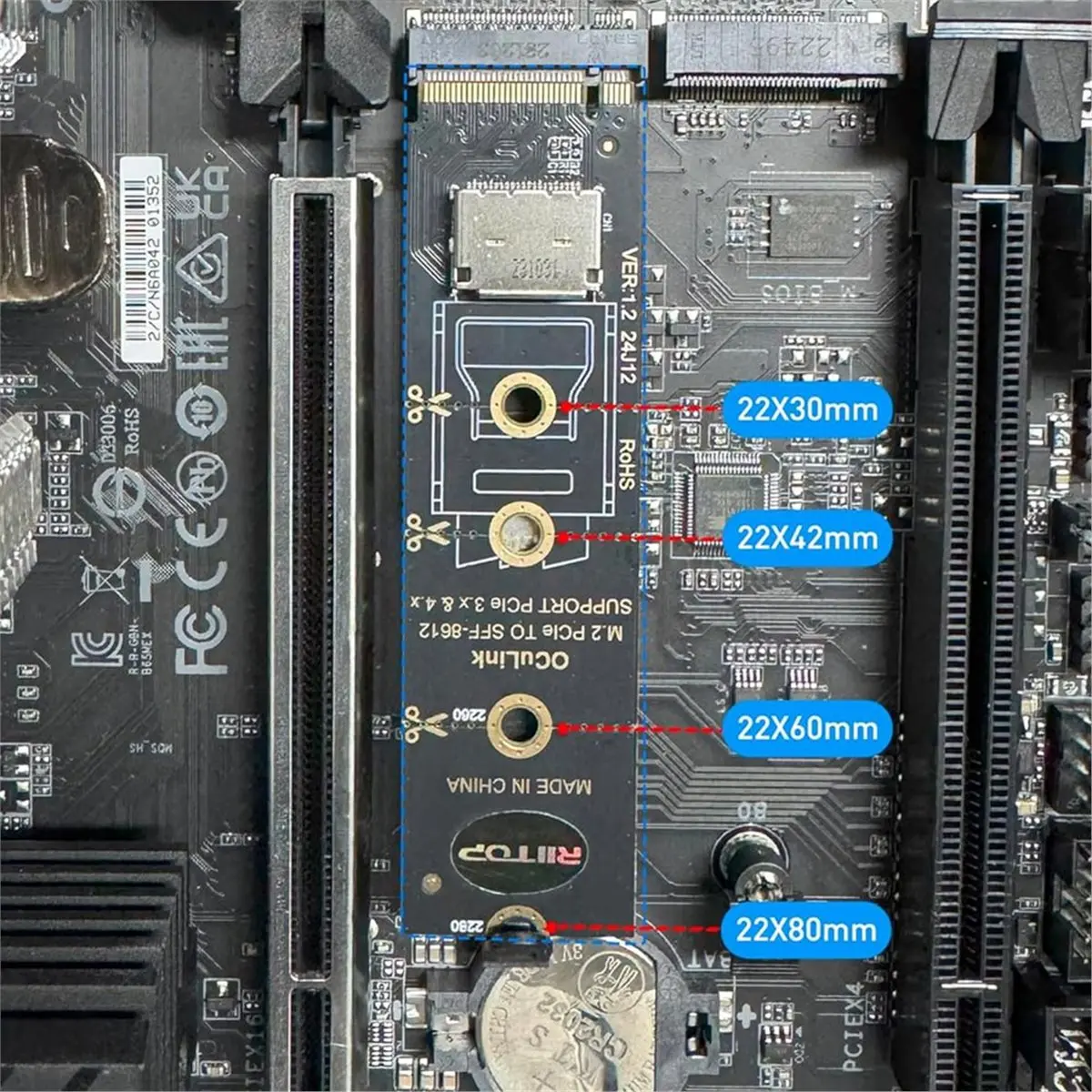 ~클리어런스 A NVMe to SFF-8612 어댑터 M.2 NVMe PCIe 4.0 X4 to OCuLink SFF-8611 4i 호스트 어댑터 (eGPU 및 SSD용) 썸네일 4
